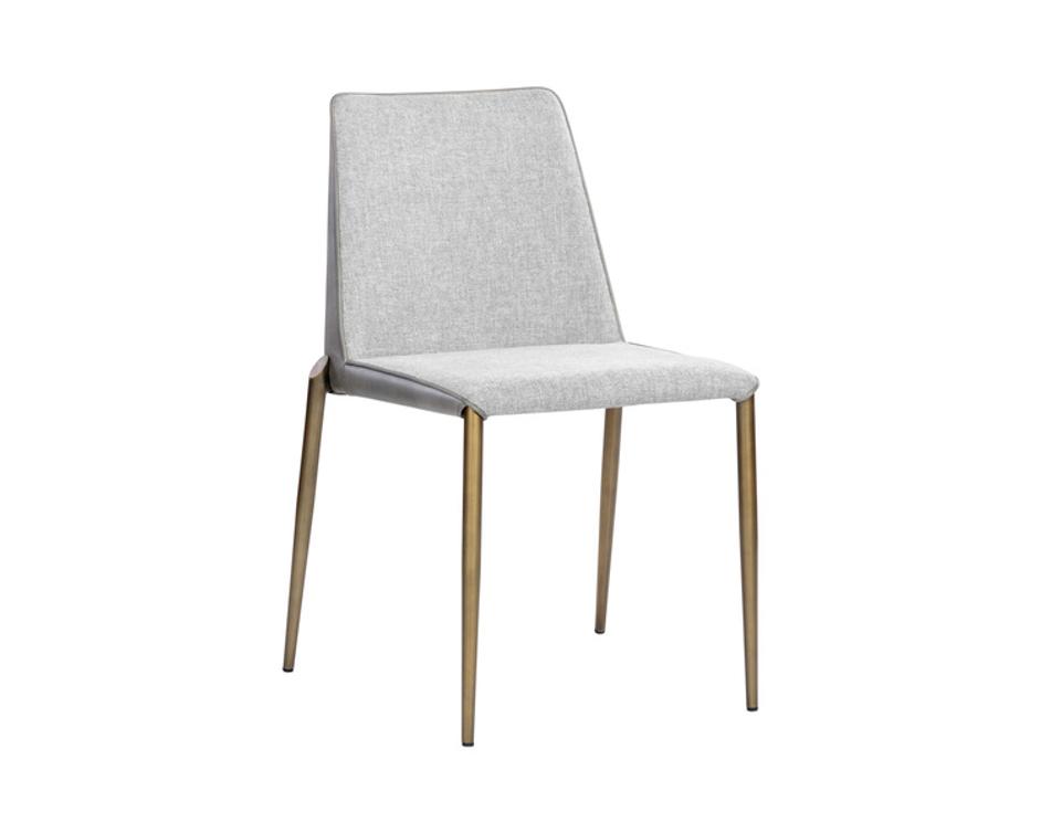 RENEE STACKABLE DINING CHAIR - ANTIQUE BRASS - BELFAST HEATHER GREY / BRAVO METAL by Sunpan