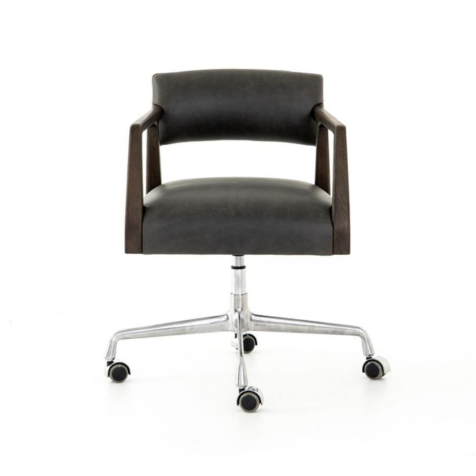 Tyler Traditional Desk Chair-Chaps Ebony by FOUR HANDS