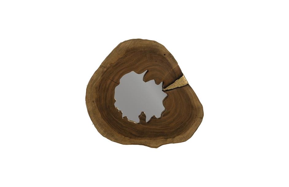 Molten Mirror Wall Tile, Poured Brass in Wood by PHILLIPS COLLECTION