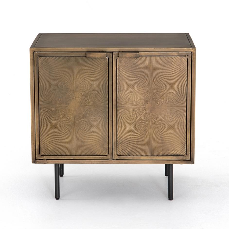 Sunburst Cabinet Nightstand-Aged Brass by FOUR HANDS