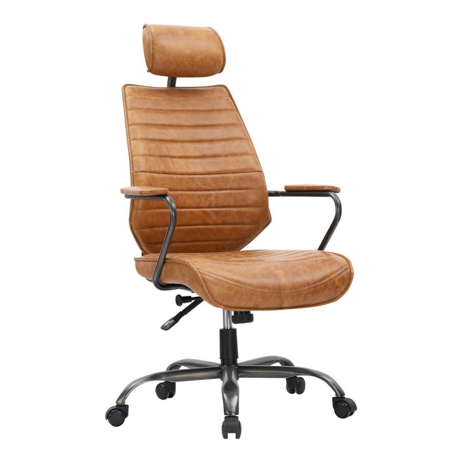EXECUTIVE Industrial SWIVEL OFFICE CHAIR COGNAC by Moes Home