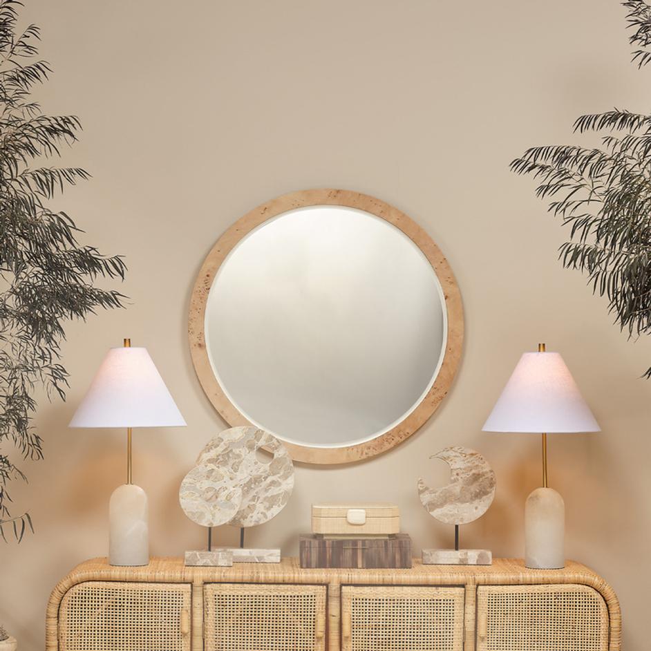 Holt Alabaster Table Lamp with Linen Shade by Jamie Young