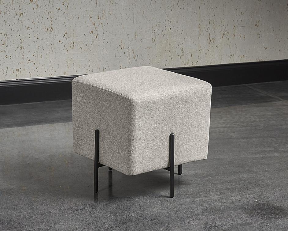 Heston Ottoman - Black - Dorset Platinum by Sunpan