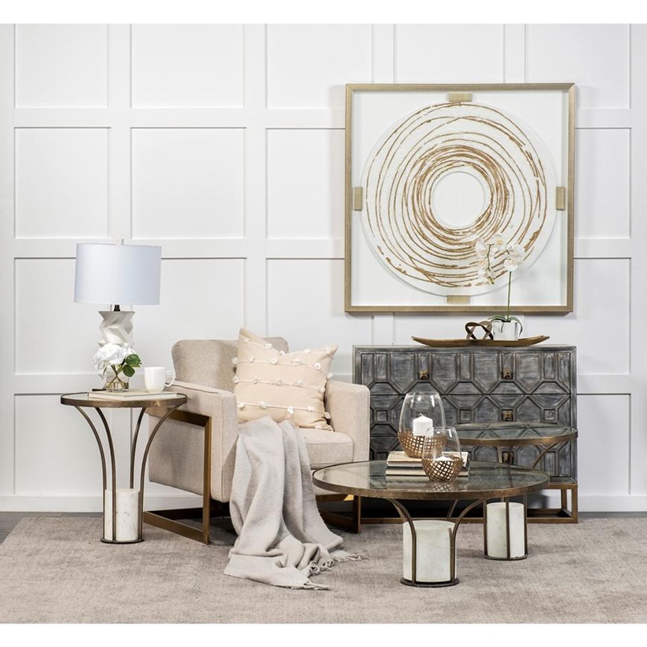 Genevieve I 39L x 16W Gray Fir Veneer And Metal Base 3 Drawer Accent Cabinet by Mercana