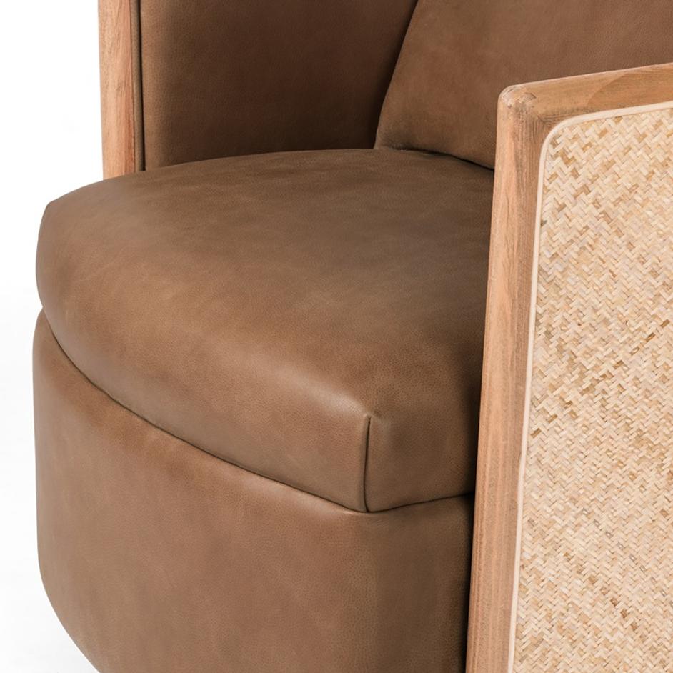 Newbury Swivel Chair In Palermo Cognac by FOUR HANDS