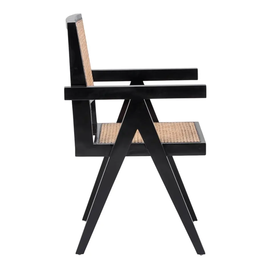 Bordeaux Rattan Dining Arm Chair In Black/ Natural by New Pacific Direct