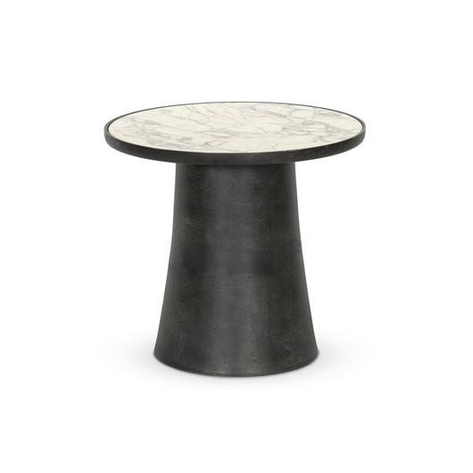 Balboa Outdoor End Table - Veined White Marble by Four Hands
