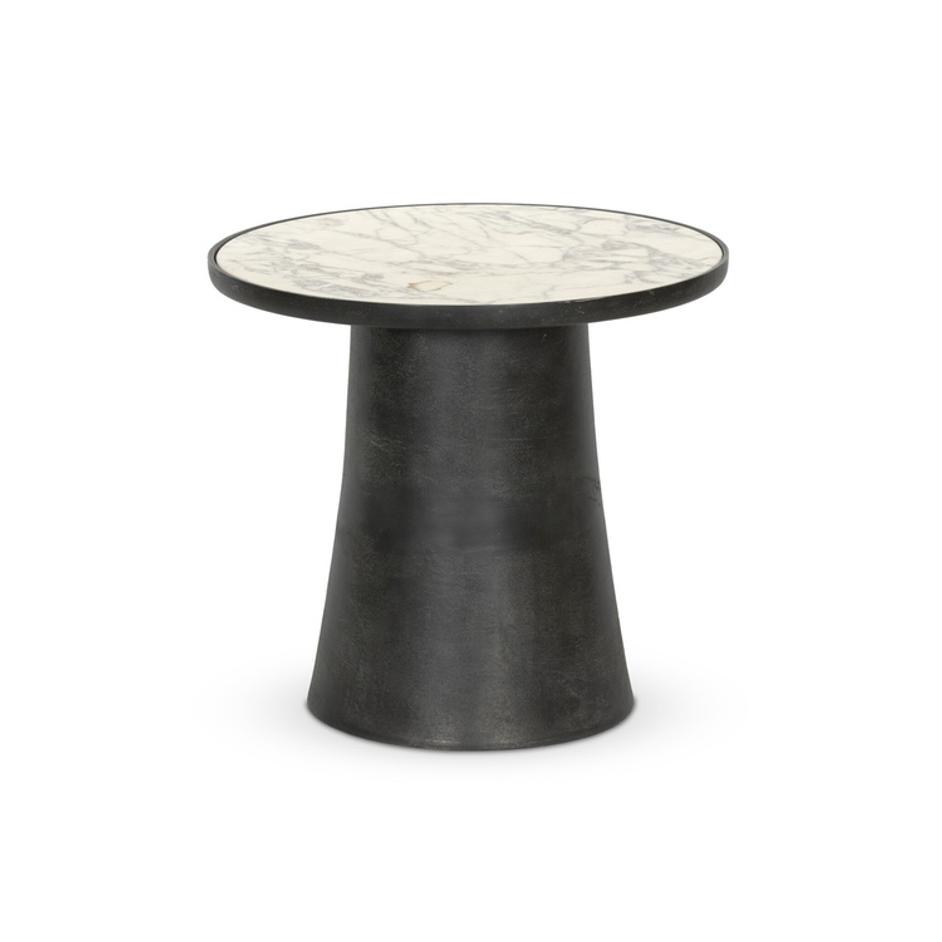 Balboa Outdoor End Table - Veined White Marble by Four Hands