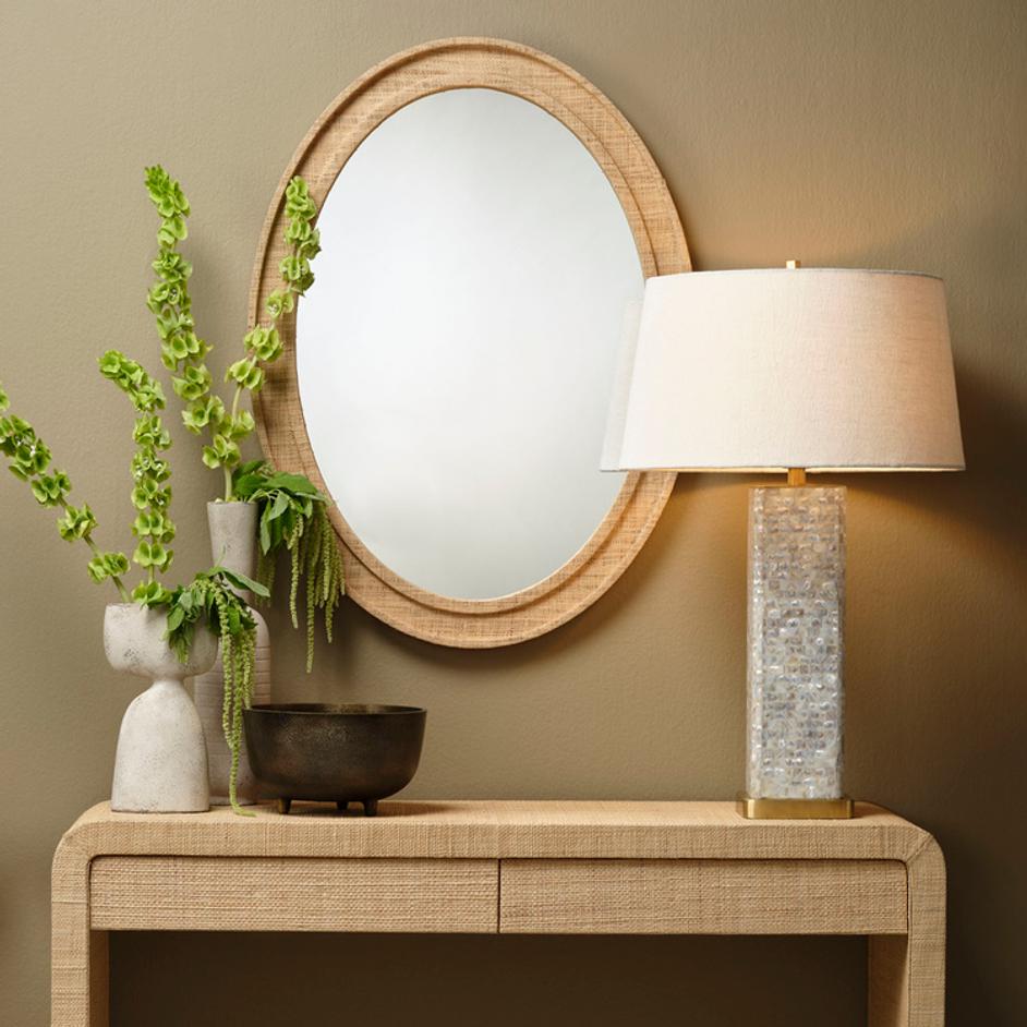 Valley Raffia Oval Wall Mirror, Natural by Jamie Young