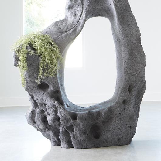 Colossal Cast Stone Sculpture, Single Hole, Charcoal Stone by PHILLIPS COLLECTION