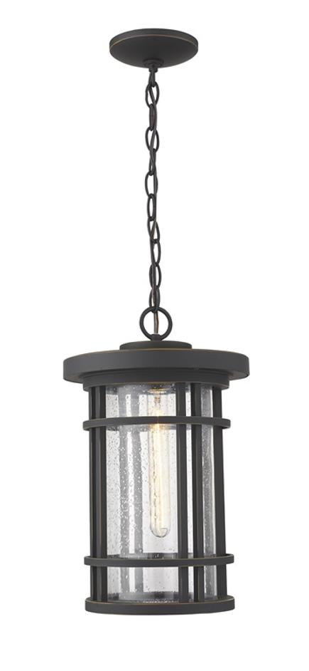 Jordan 1 Light Outdoor Chain Mount Ceiling Fixture in Oil Rubbed Bronze Finish by Z-Lite