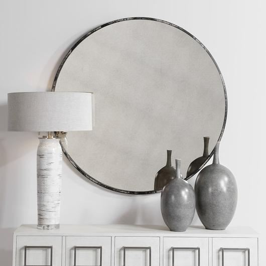 Junius Black Round Mirror by Uttermost