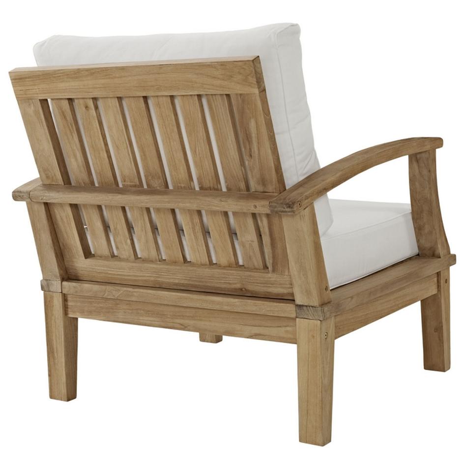 Quay Outdoor Patio Teak Armchair In Natural White by Modway Furniture