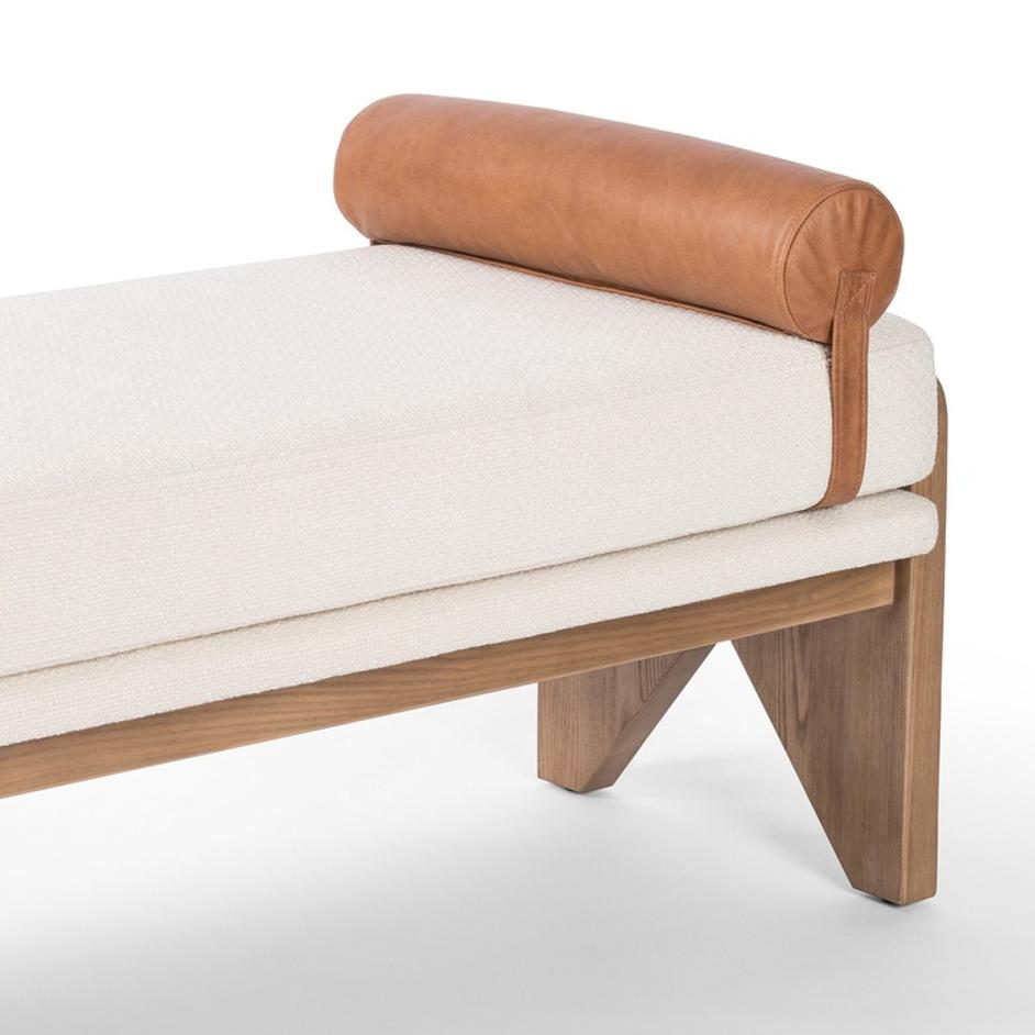 Conlen Accent Bench In Gibson White-Toasted Ash Solid-Sonoma Butterscotch by Four Hands