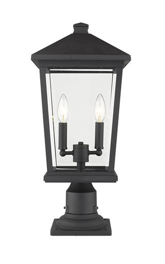 Beacon 2 Light Outdoor Pier Mounted Fixture in Black Finish by Z-Lite