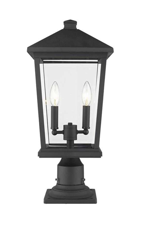 Beacon 2 Light Outdoor Pier Mounted Fixture in Black Finish by Z-Lite