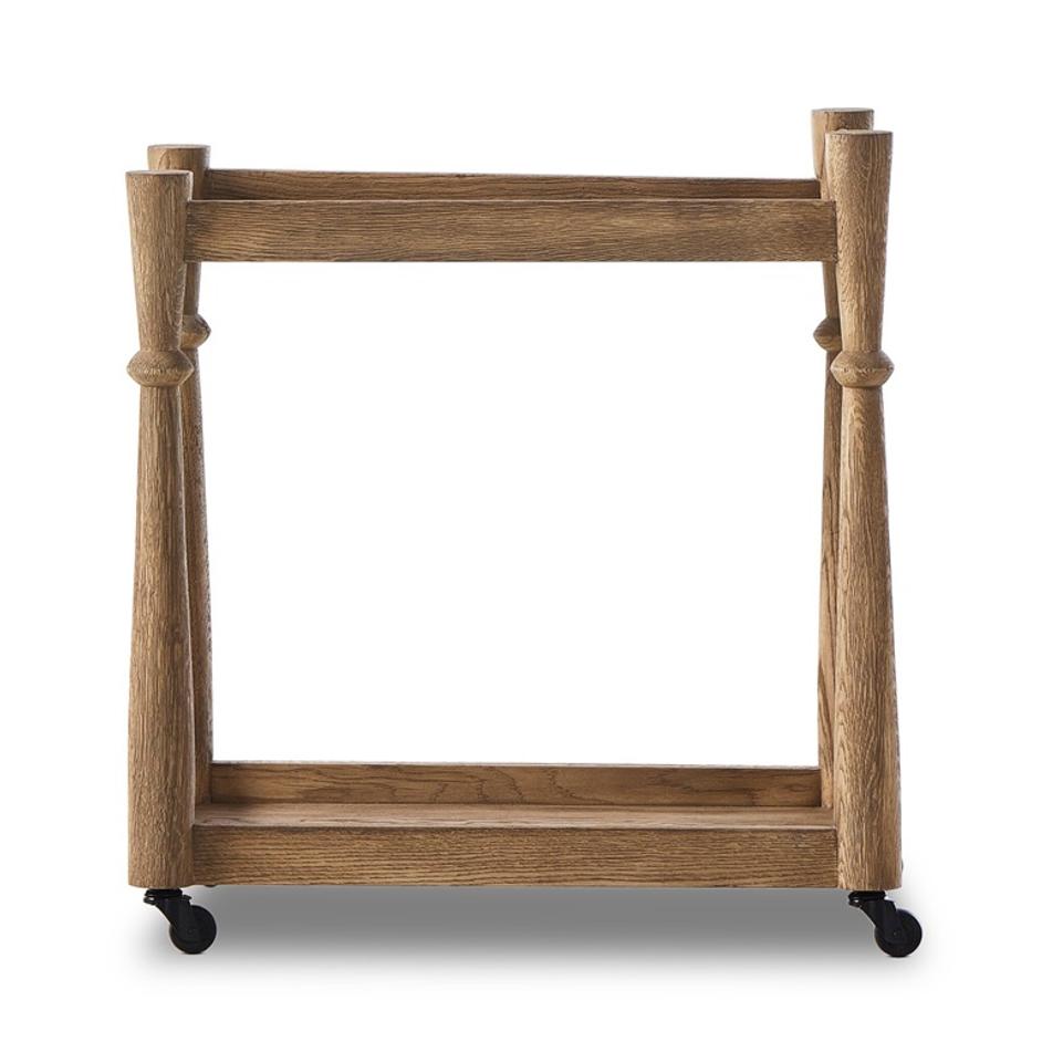 Alamosa Bar Cart In Light Wash Oak by Four Hands