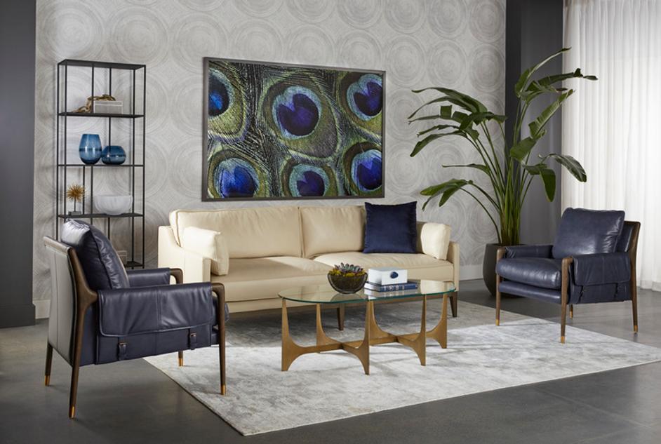 MAUTI ARMCHAIR - DISTRESSED BROWN - CORTINA INK LEATHER by Sunpan