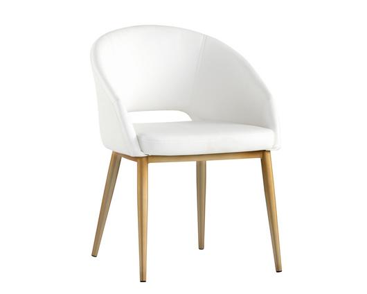 Thatcher Dining Chair - Antique Brass - Snow by Sunpan