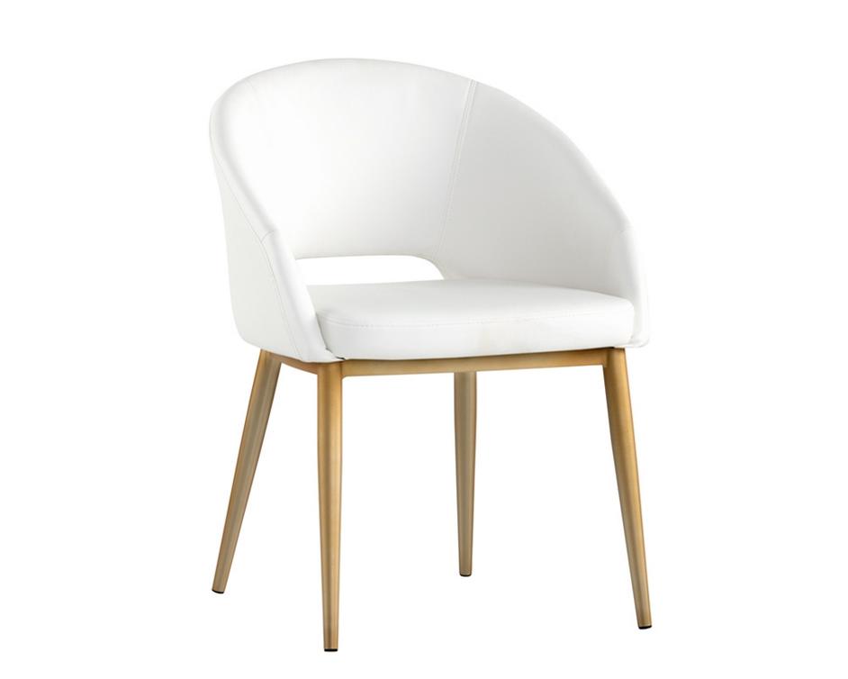 Thatcher Dining Chair - Antique Brass - Snow by Sunpan