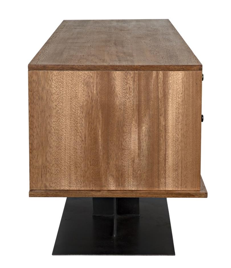 Wolf Dark Walnut Sideboard with Brass Pulls and Industrial Steel Base by Noir Furniture