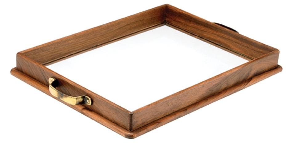 Small Wood & Glass Tray Natural Finish by BIDK Home