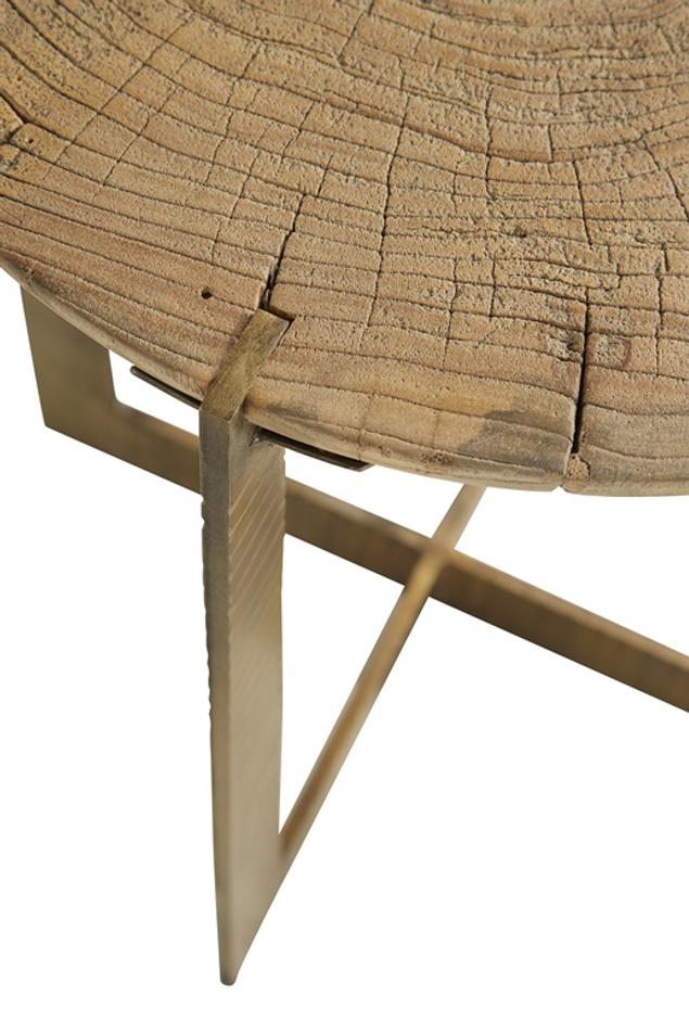 Brass Base Grain End Table by Furniture Classics