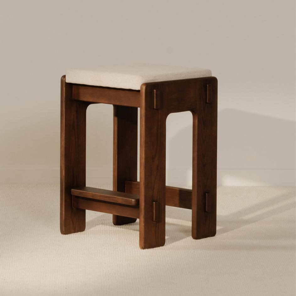 Ashby Stool Walnut Stained Ash Beige by Moes Home