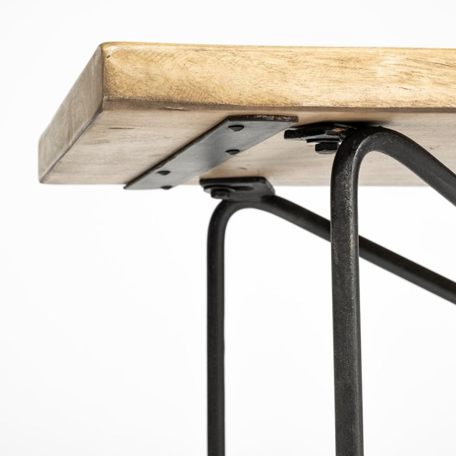 Papillion III 66L x 16W Blonde Wood And Iron Dining Bench by Mercana