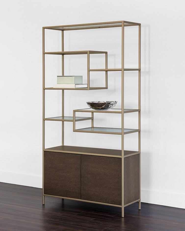 Stamos Bookcase - Gold - Raw Umber by Sunpan