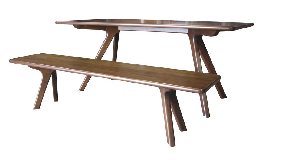 charles bench in natural beechwood and walnut fini by Nuans Design