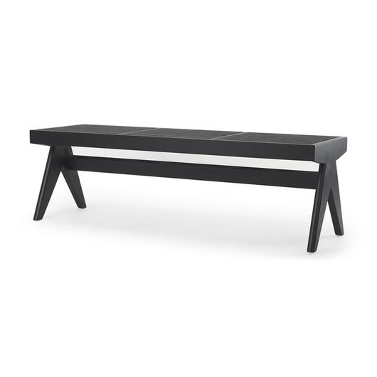 Arvin 59.1L x 17.7W x 18.1H Black Wooden Bench by Mercana