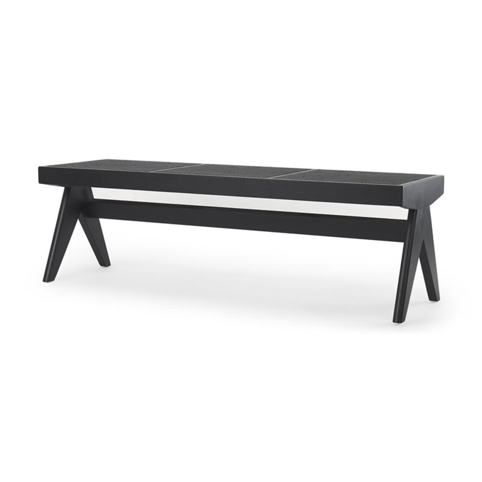 Arvin 59.1L x 17.7W x 18.1H Black Wooden Bench by Mercana