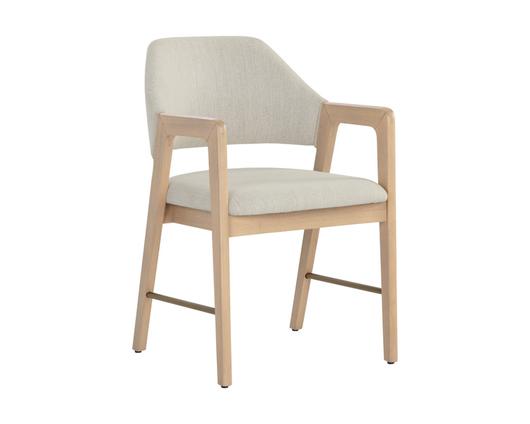 MILTON DINING ARMCHAIR - LIGHT WASH - MINA IVORY by Sunpan