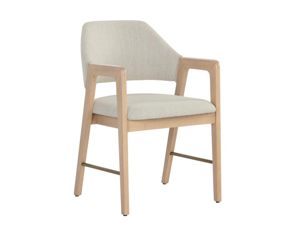 MILTON DINING ARMCHAIR - LIGHT WASH - MINA IVORY by Sunpan