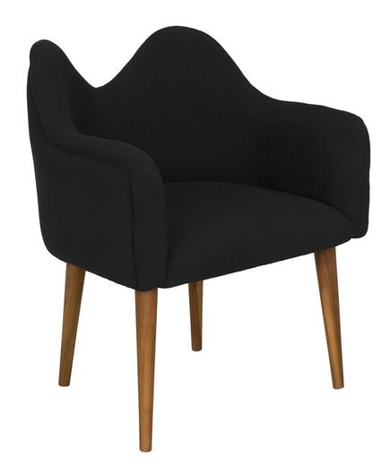 Cornelia Teak Chair with Satin Finish and Black Cotton Upholstery by Noir Furniture