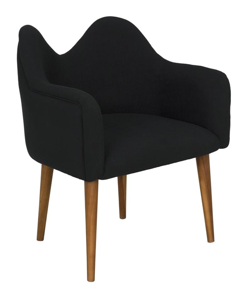 Cornelia Teak Chair with Satin Finish and Black Cotton Upholstery by Noir Furniture