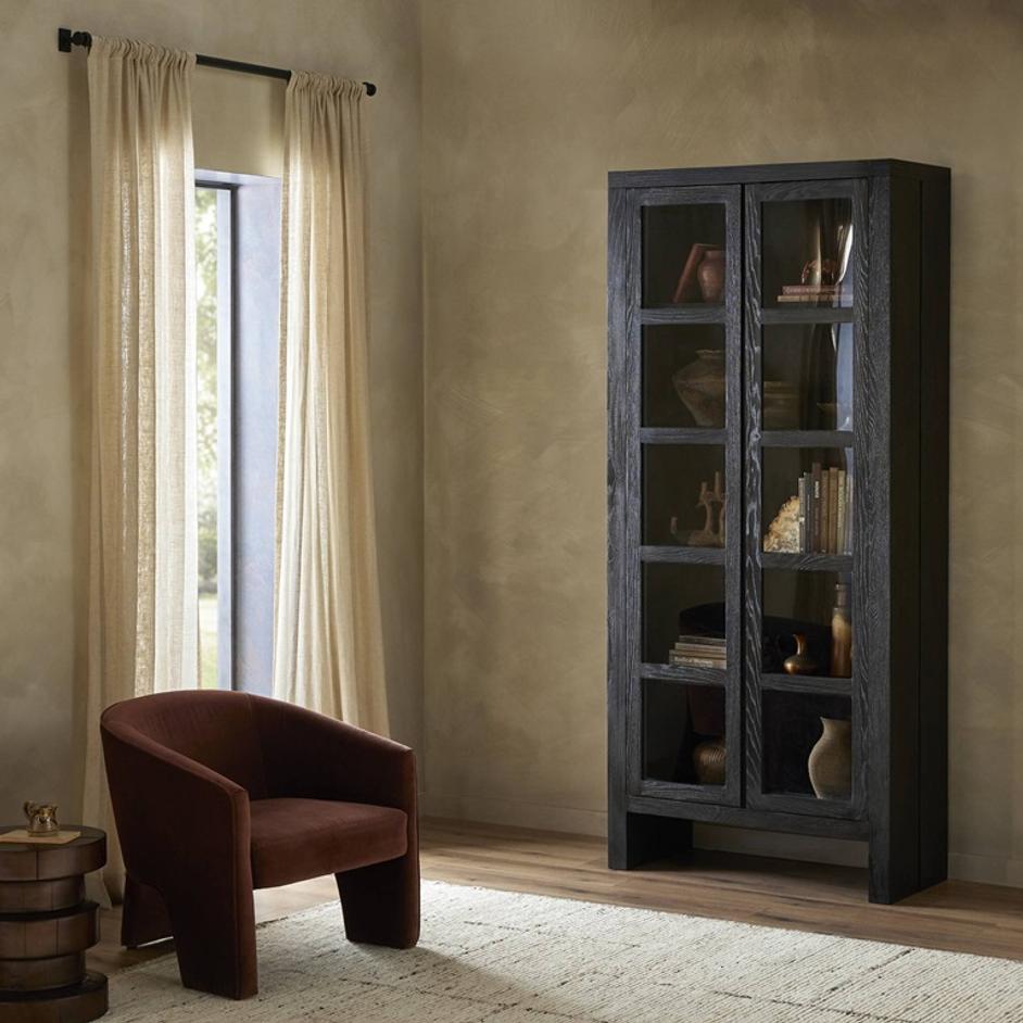 Warby Cabinet In Worn Black Veneer by Four Hands