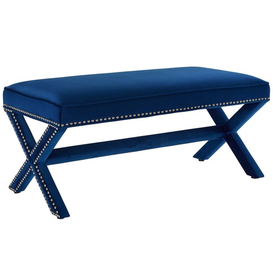 Espey Performance Velvet Bench In Navy by Modway Furniture