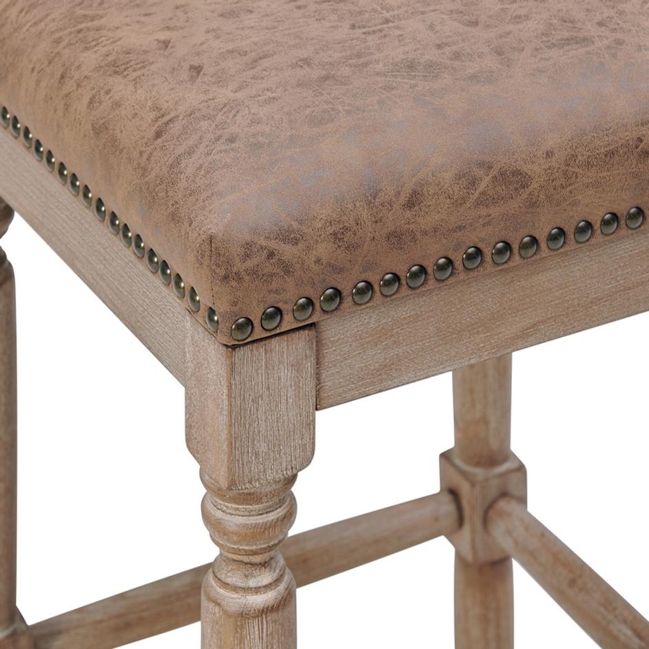 Ernie Counter Stool Drift wood Legs In Nubuck Chocolate by New Pacific Direct