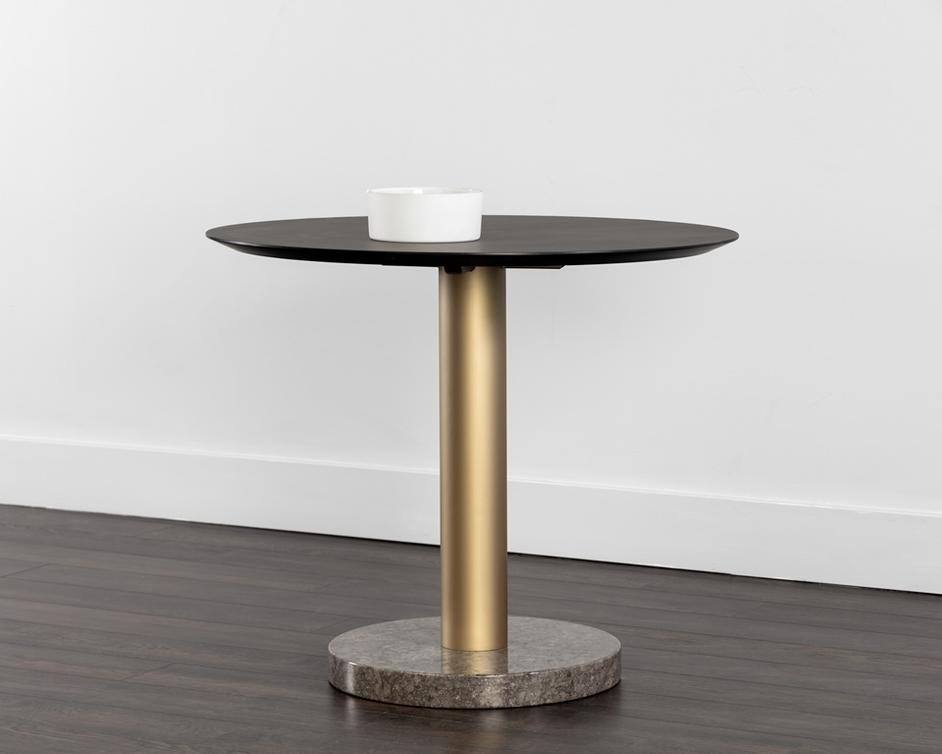 Monaco Bistro Table - Gold - Grey Marble / Charcoal Grey - 35.5" by Sunpan