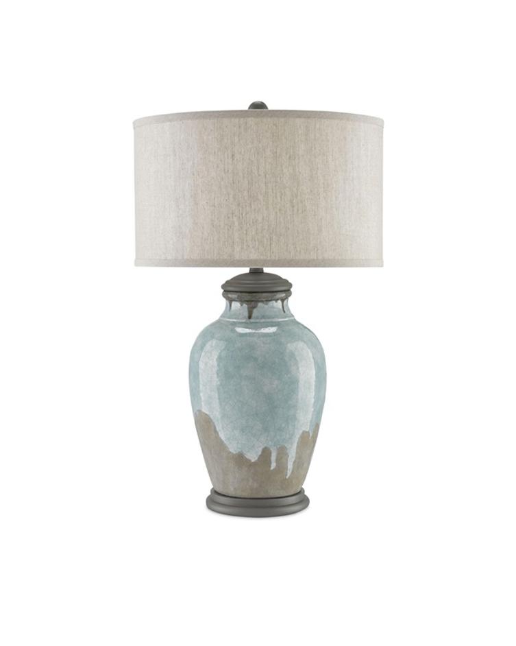 Chatswood Table Lamp In Blue-Green & Gray & Hiroshi Gray by Currey & Company