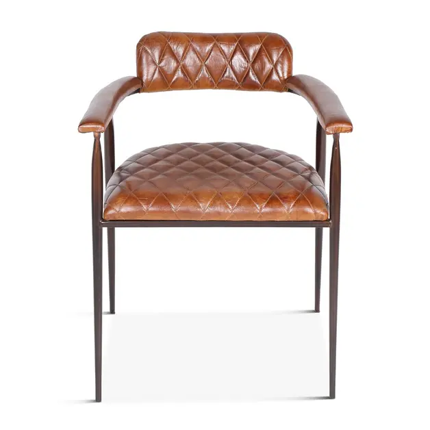 Wellington Collection Iron Chair with Hand Rest & Leather Seat by Home Trends & Design