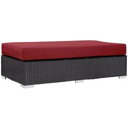 Minerva Outdoor Patio Fabric Rectangle Ottoman In Espresso Red by Modway Furniture