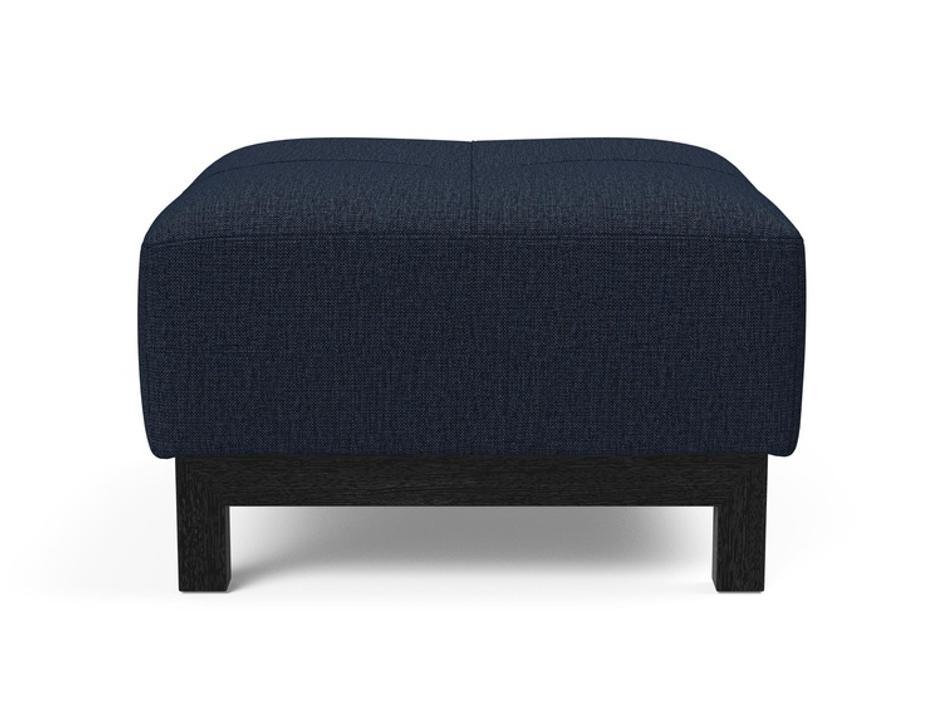 DELUXE EXCESS OTTOMAN in MIXED DANCE BLUE FABRIC WITH Dark Wood LEGS 528 by INNOVATION USA
