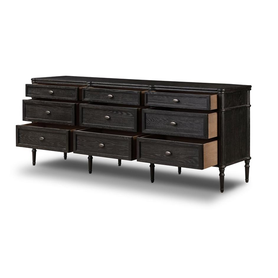 Toulouse 9 Drawer Dresser In Dstrssd Black by FOUR HANDS