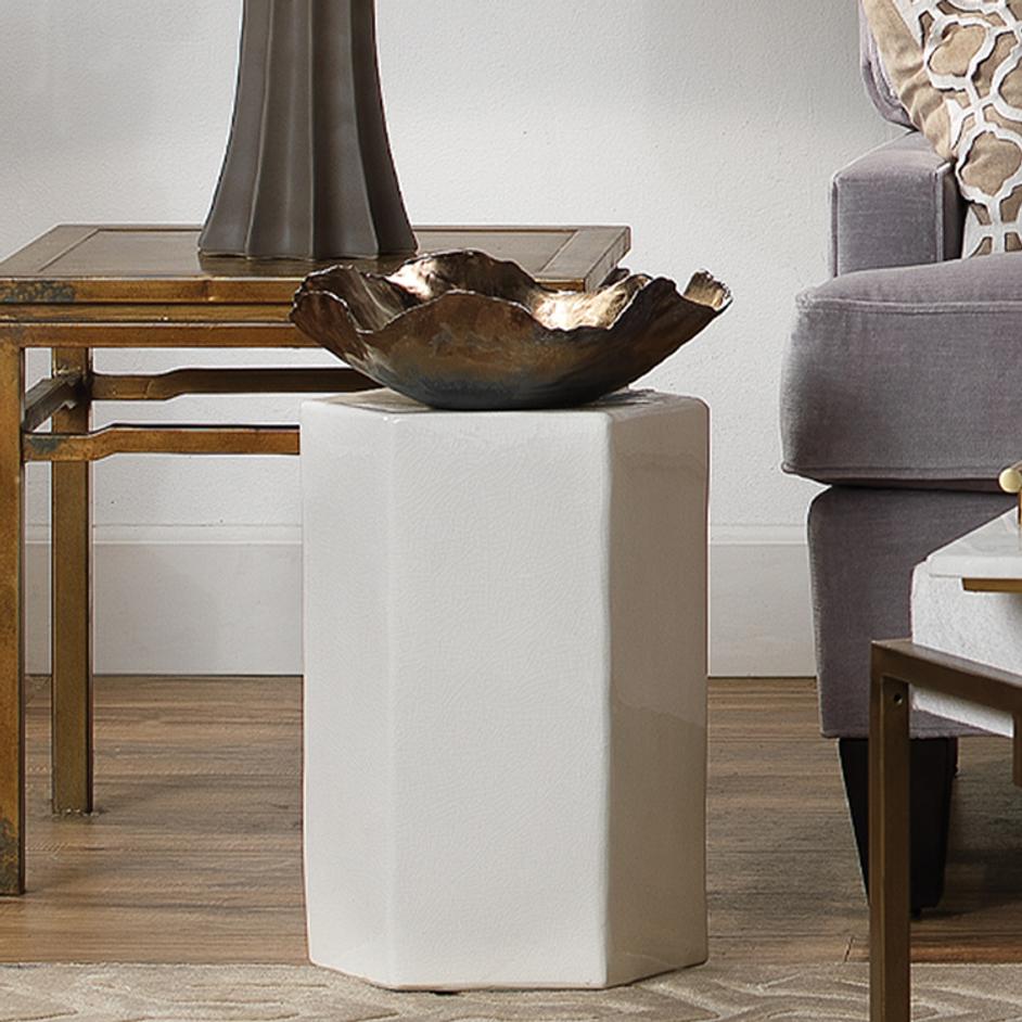 Peony Ceramic Decorative Bowl, Antique Gold by Jamie Young