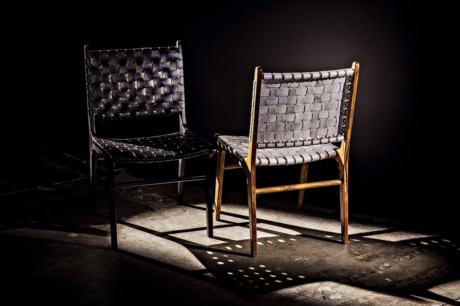 Dede Dining Chair, Leather, Black by Noir Furniture