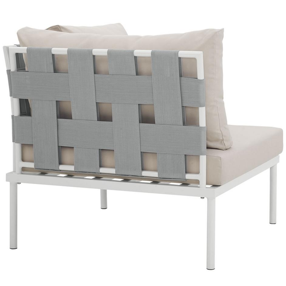 Concord Outdoor Patio Aluminum Corner Sofa In White Beige by Modway Furniture