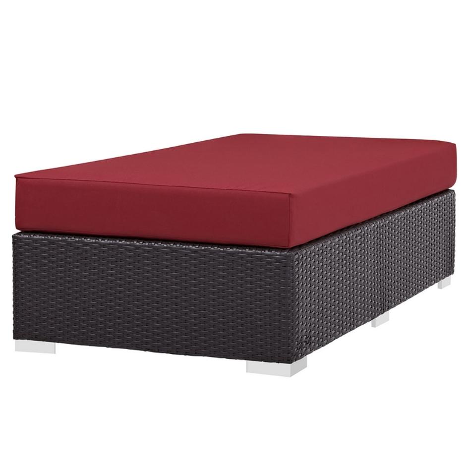 Minerva Outdoor Patio Fabric Rectangle Ottoman In Espresso Red by Modway Furniture